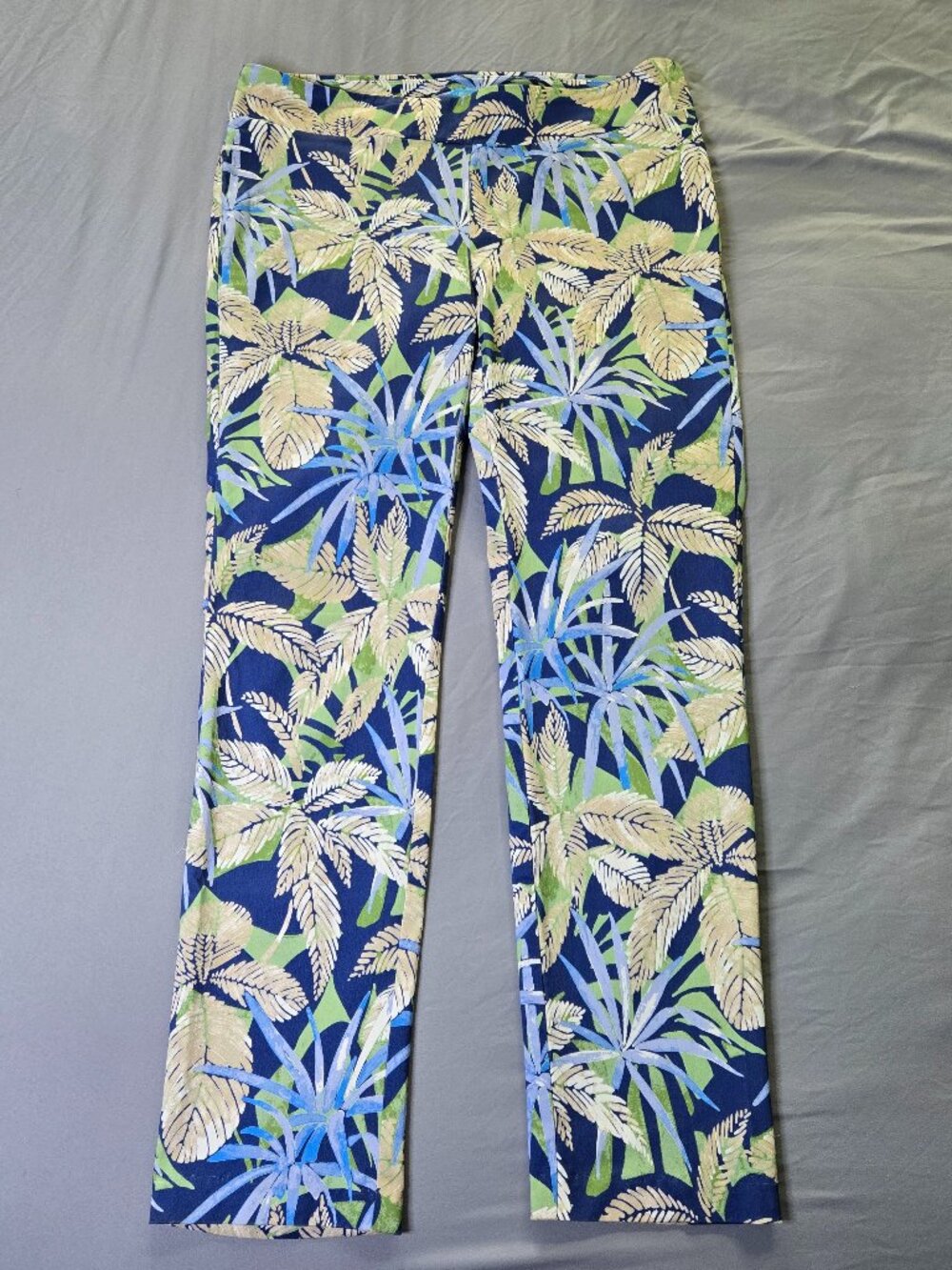 J. McLaughlin Masie Pants In Garden Isle Print Pull On Navy Blue Ameila Cloth 14